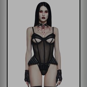 Elegant Black Sheer Corset By Widow (RARE)